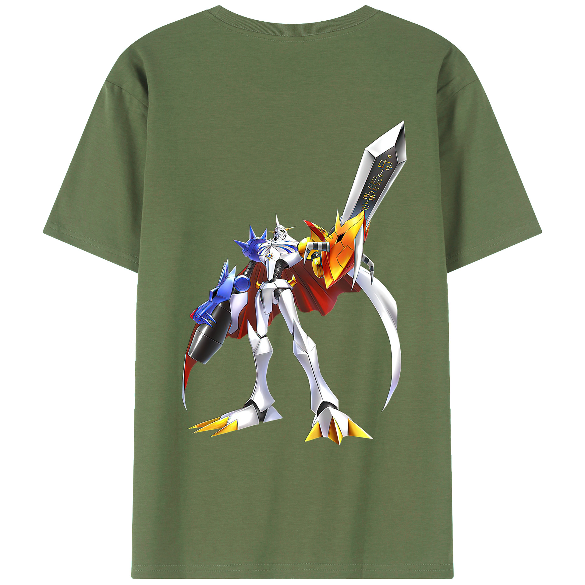 （画像用） Digimon デジタルモンスター/デジモン 綿100％ メンズ半袖Tシャツ（バックプリント） 通気性